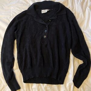 Women's vintage knit 90s Black V-Neck Sweater